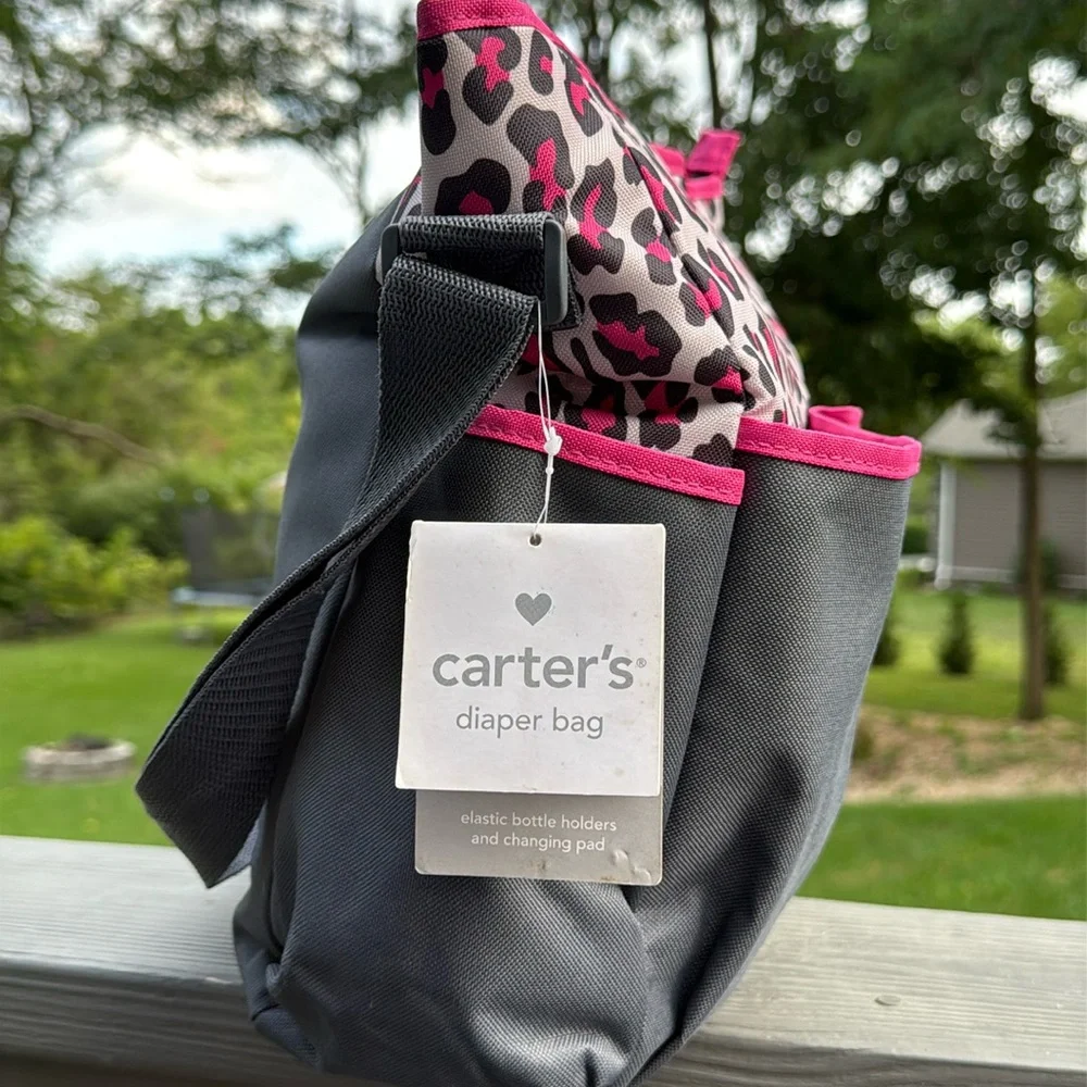 Carter's Leopard Print Baby Diaper & Travel Bag (Pink & Gray)(New With Tags)